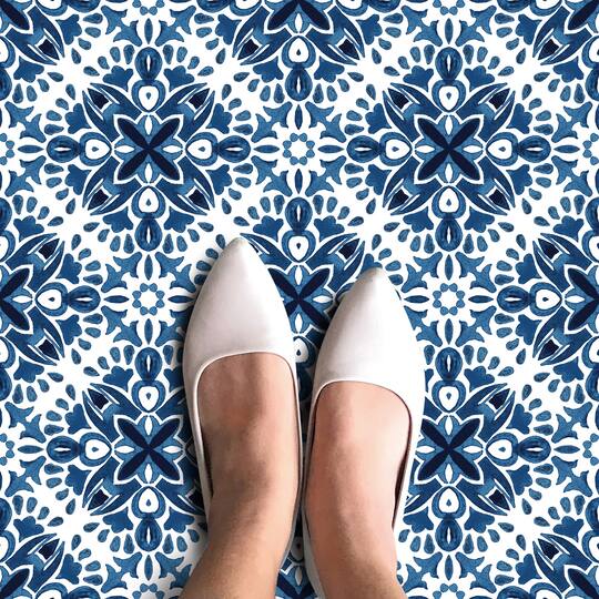 RoomMates Amalfi Blue Peel & Stick Floor Tile